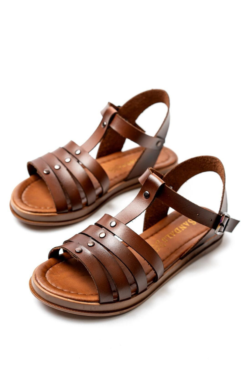 Women's Jikto Brown Leather Sandals - STREETMODE™