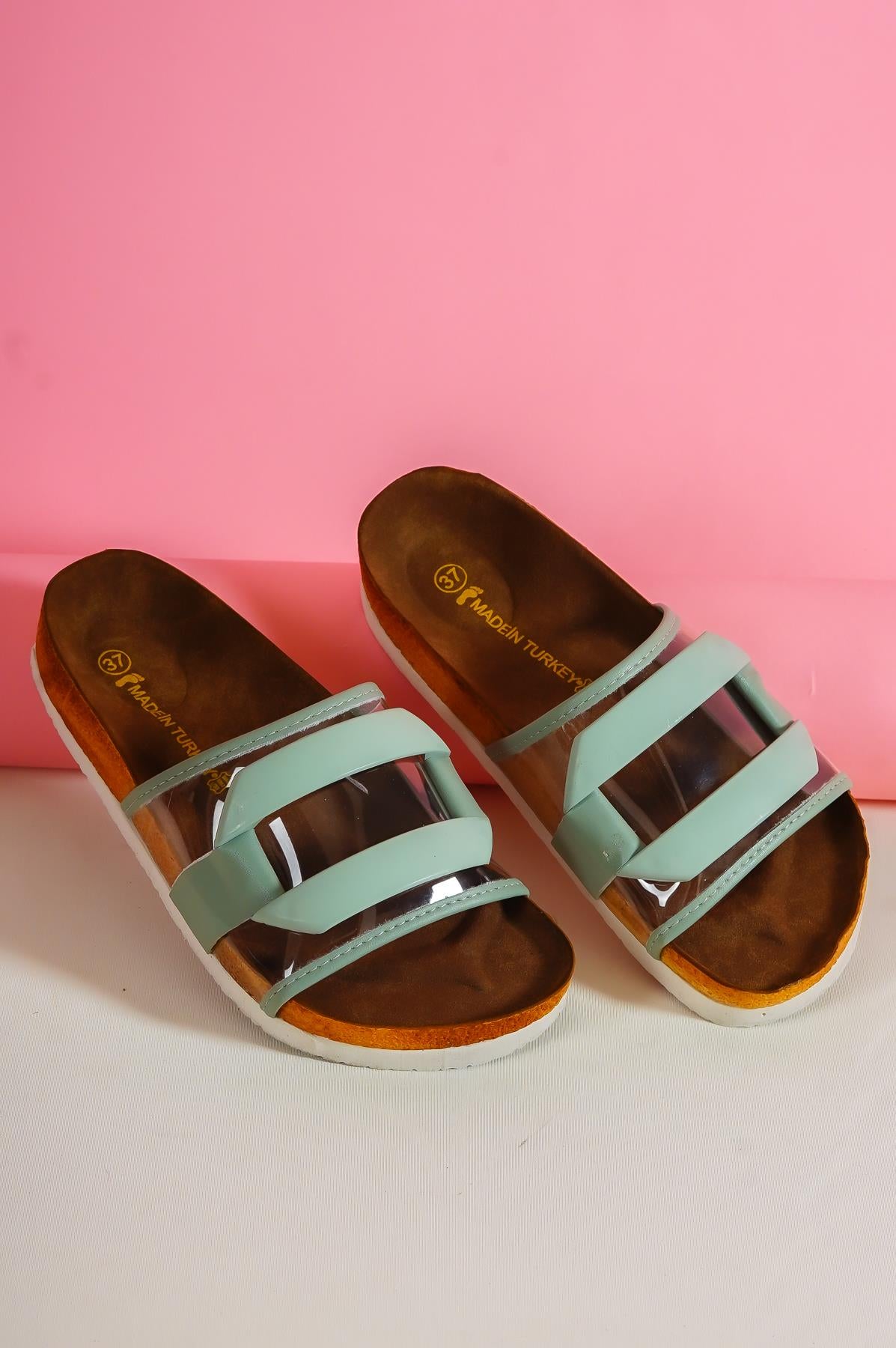 Women's karli mint buckle single strap slippers & sandals 005 - STREETMODE™