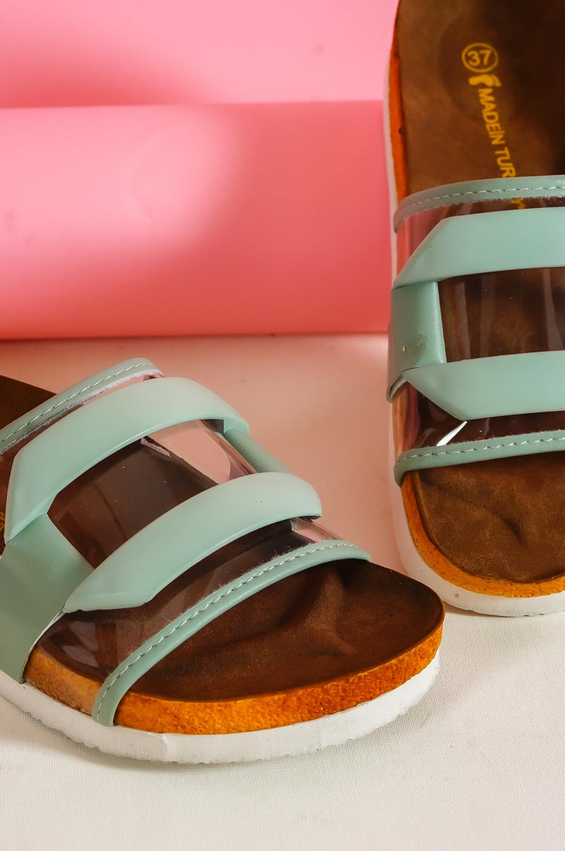 Women's karli mint buckle single strap slippers & sandals 005 - STREETMODE™