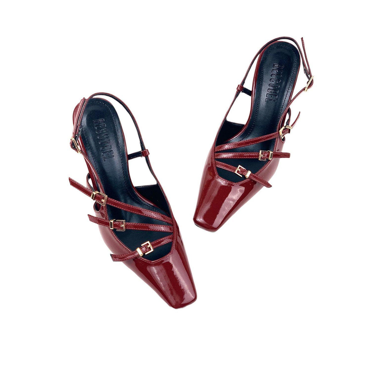 Women's Keyt Burgundy Thin Heel 3 Buckle Casual Shoes 8cm - STREETMODE™