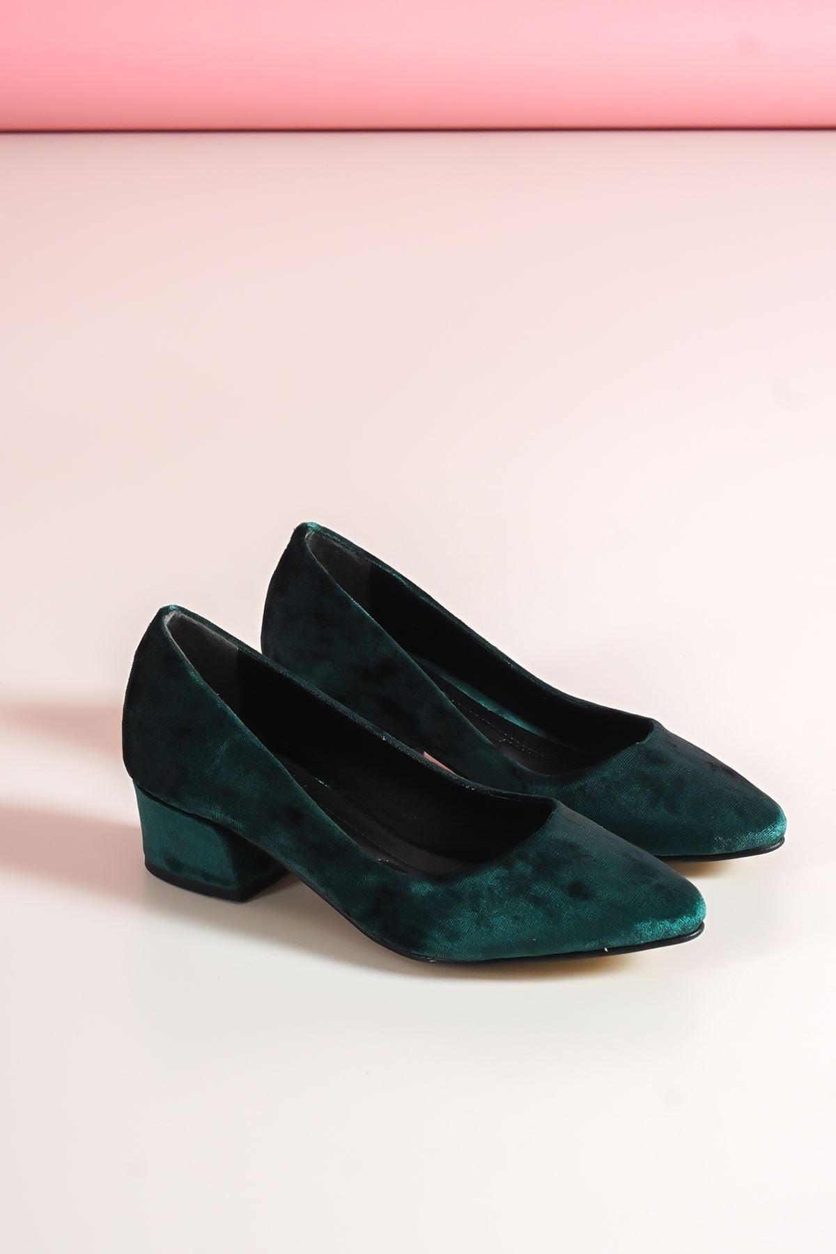 Women's Khaki Velvet Heeled Shoes - STREETMODE™