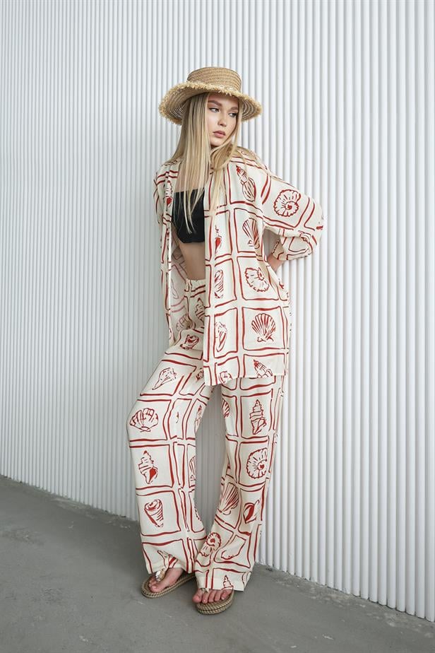 Women's Kimono Set - Ecru-red - STREETMODE™