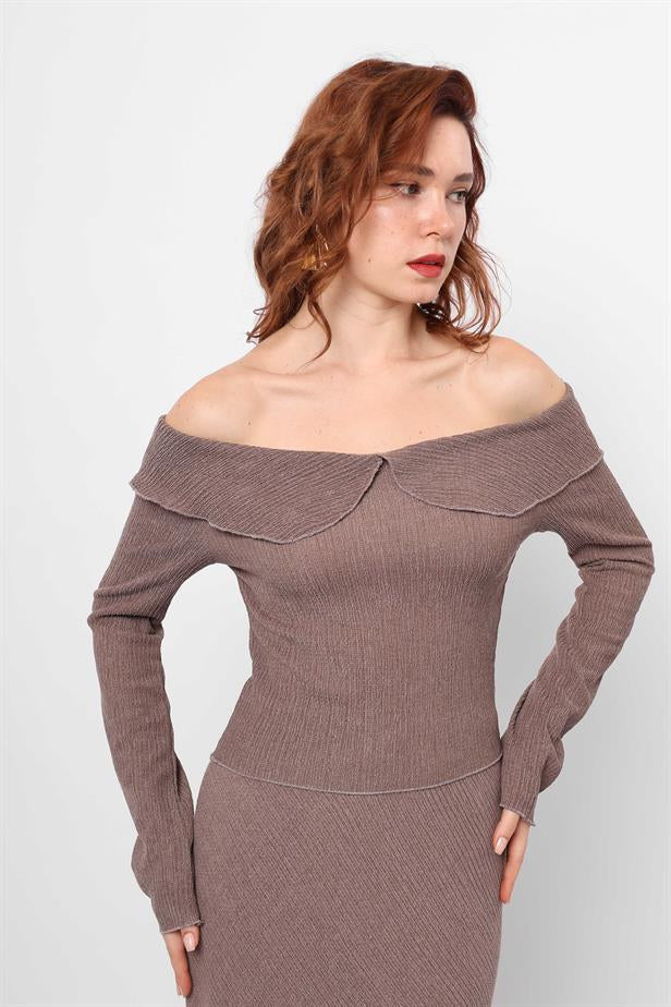 Women's Knitted Blouse Brown - STREETMODE™