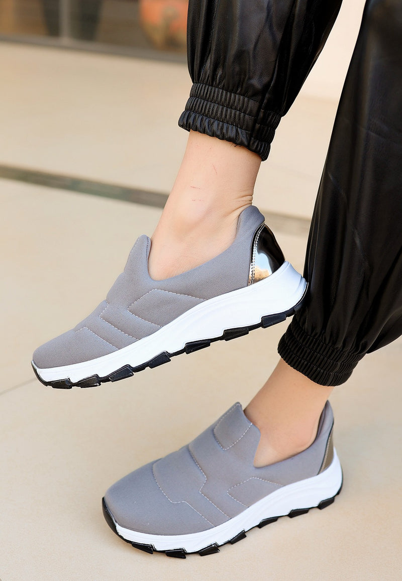 Women's Krista Gray Stretch Sports Sneakers Shoes - STREETMODE™