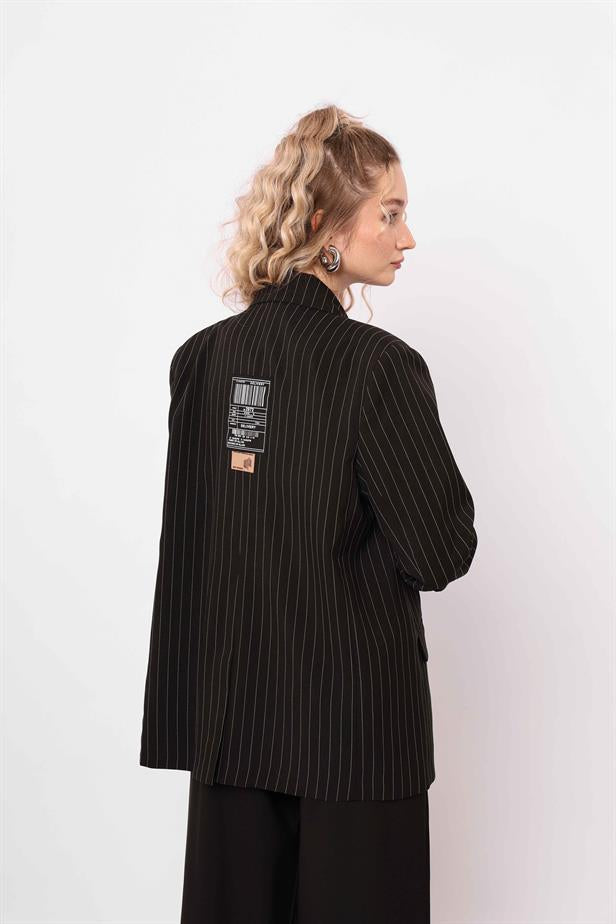 Women's Label Detailed Jacket Black - STREETMODE™