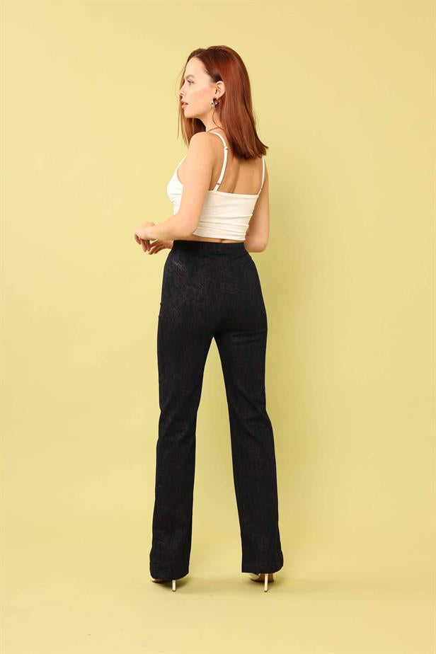 Women's Lace Look Trousers Navy Blue - STREETMODE™