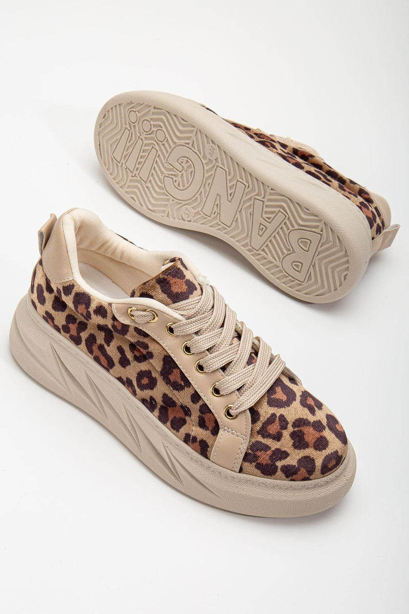 Women's Leopard Velvet Thick Soled Sneakers with Gold Detail - STREETMODE™