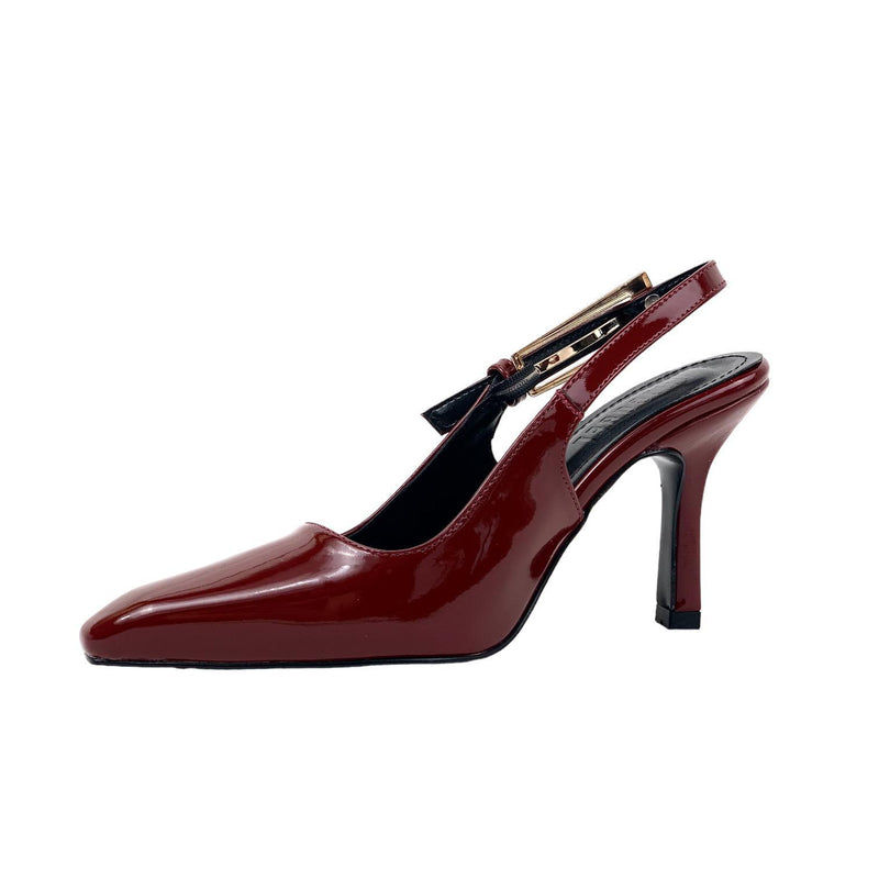 Women's Lery Burgundy Patent Leather Heeled Shoes 9 cm - STREETMODE™