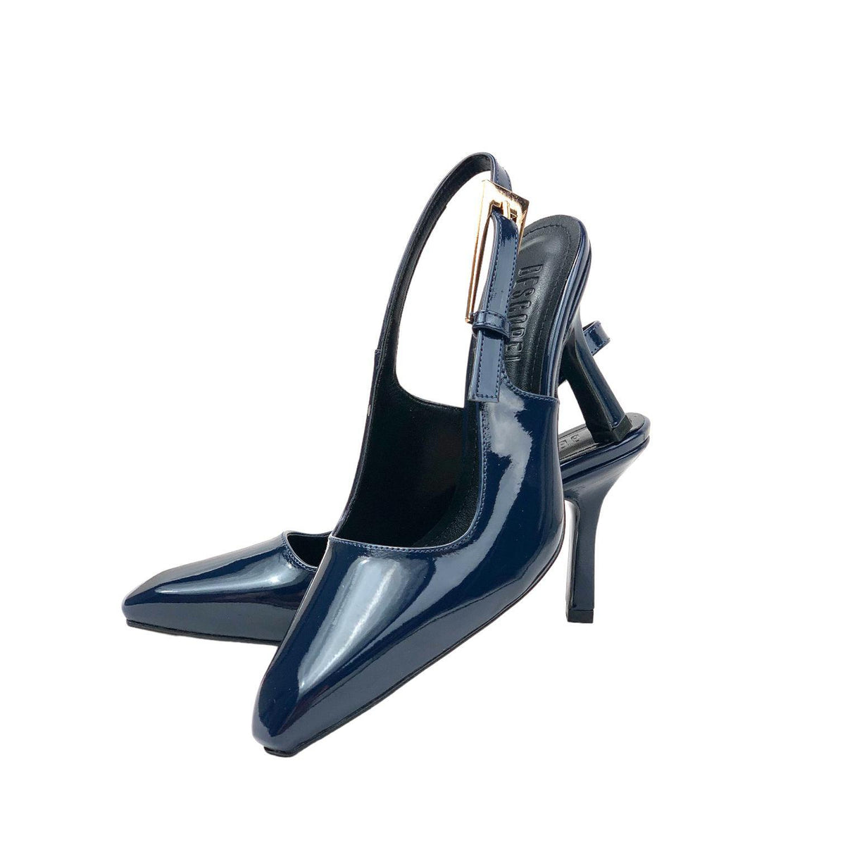Women's Lery Navy Blue Patent Leather Heeled Shoes 9 cm - STREETMODE™