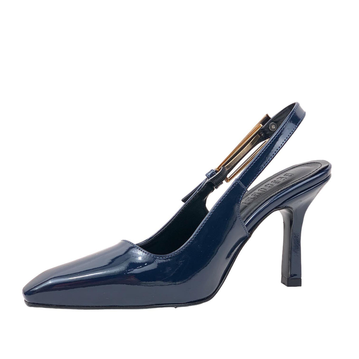 Women's Lery Navy Blue Patent Leather Heeled Shoes 9 cm - STREETMODE™