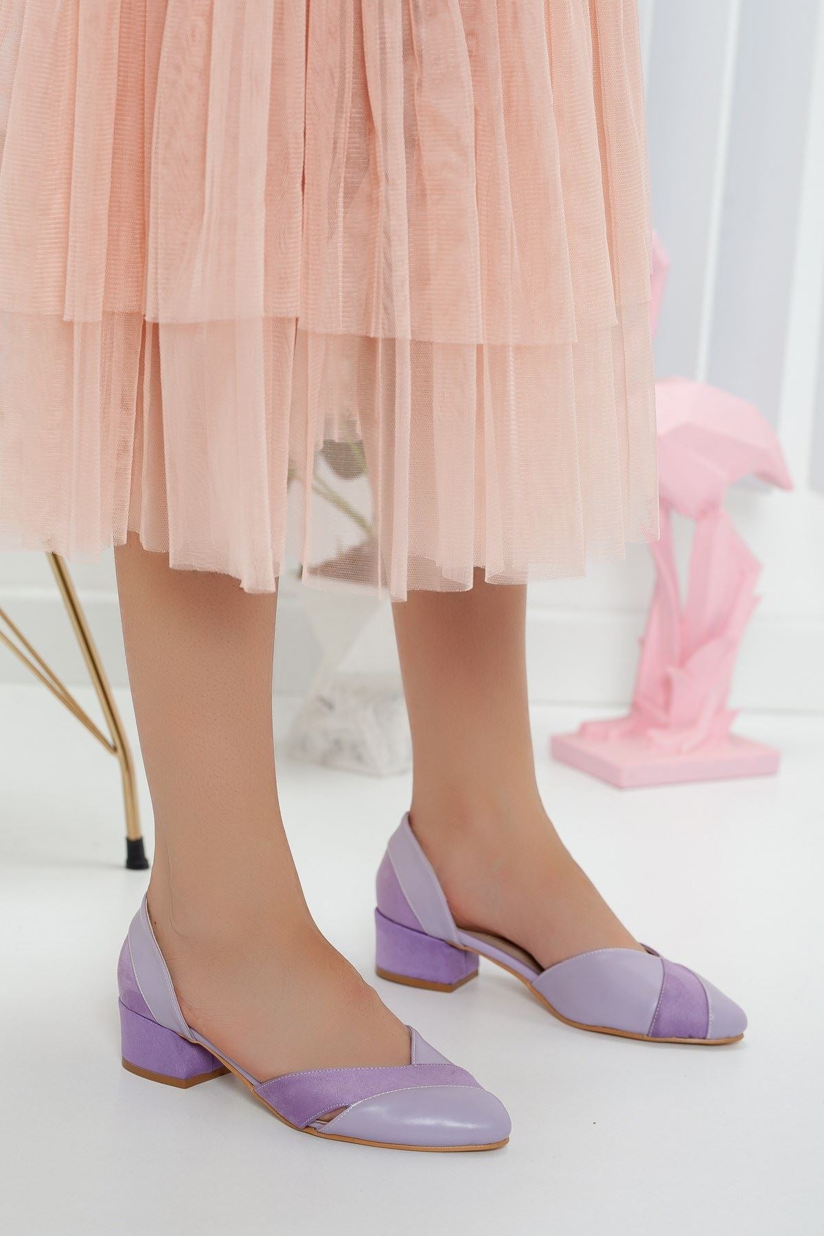 Women's Leslie Heels Lilac Skin-Suede Shoes - STREETMODE™