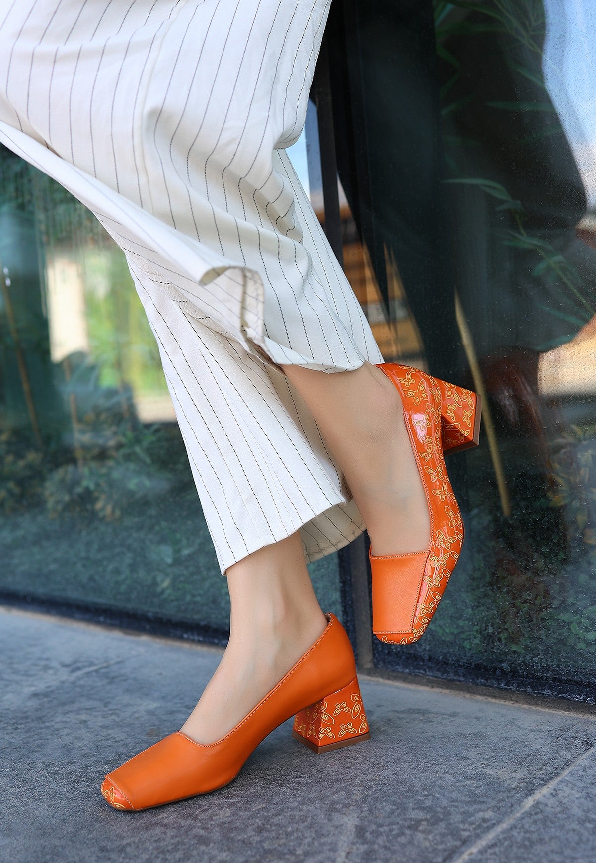 Women's Lidica Orange Skin Heeled Shoes - STREETMODE™