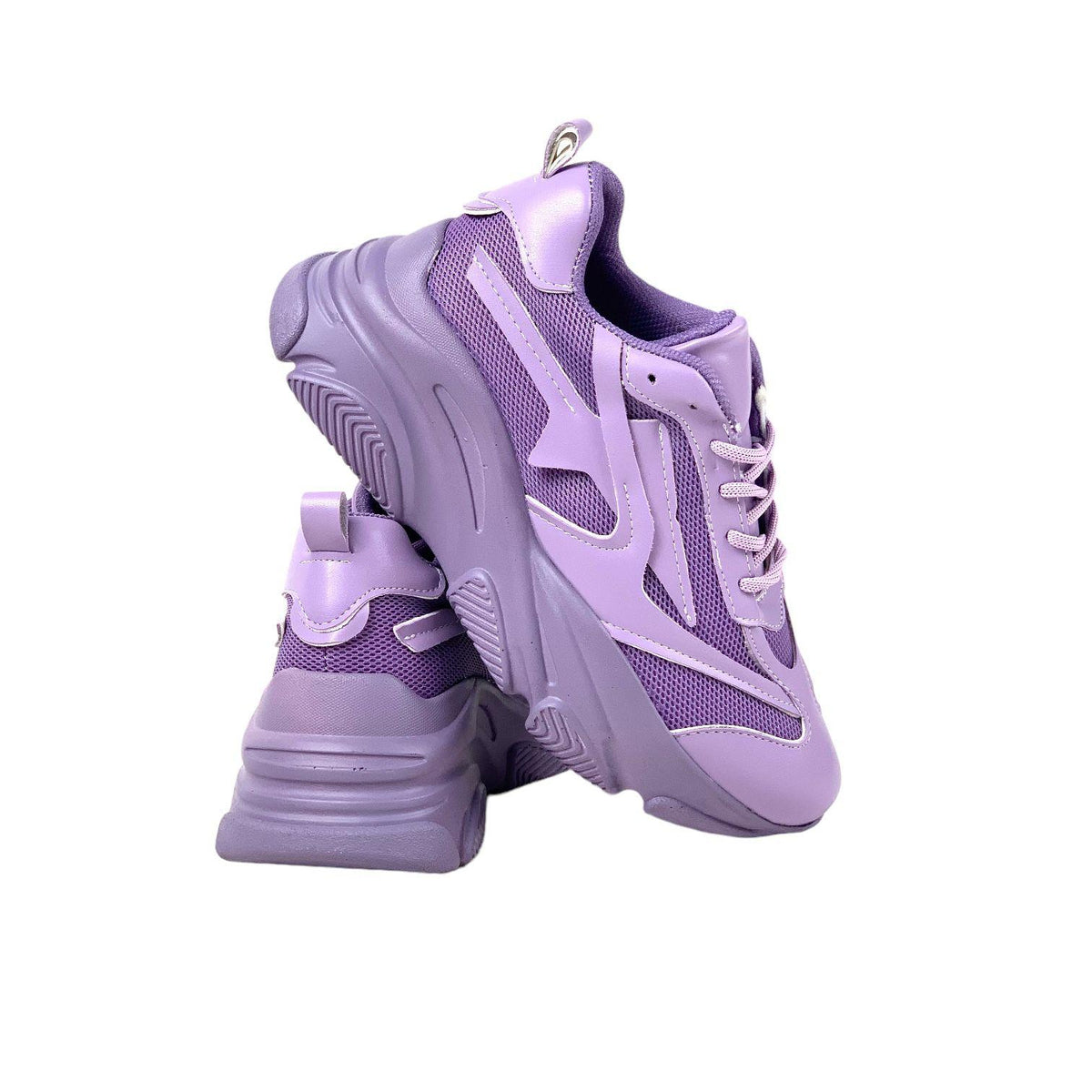 women's lilac high-soled mesh detailed sneakers daily sports shoes - STREETMODE™