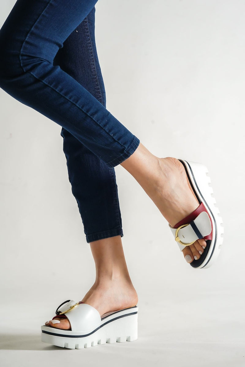 Women's Linda Red White Slippers - STREETMODE™