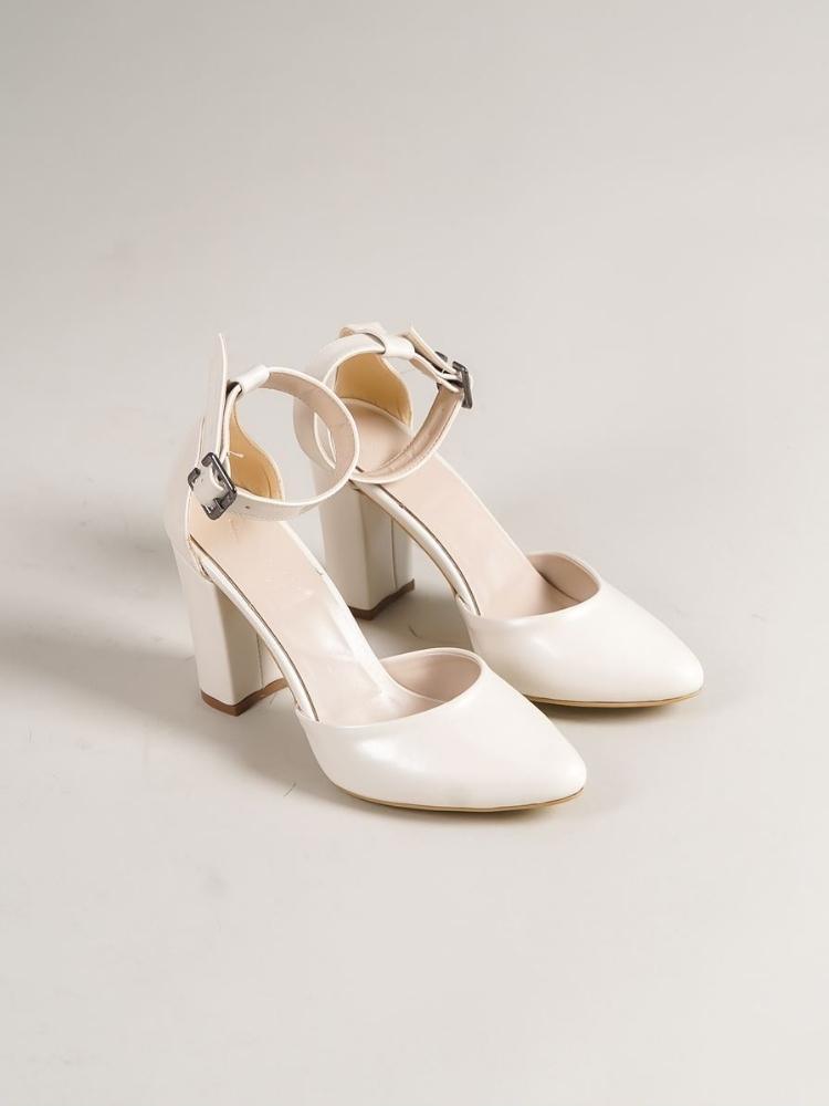 Women's Lole Heeled White Pearl Detailed Heeled Shoes - STREETMODE™