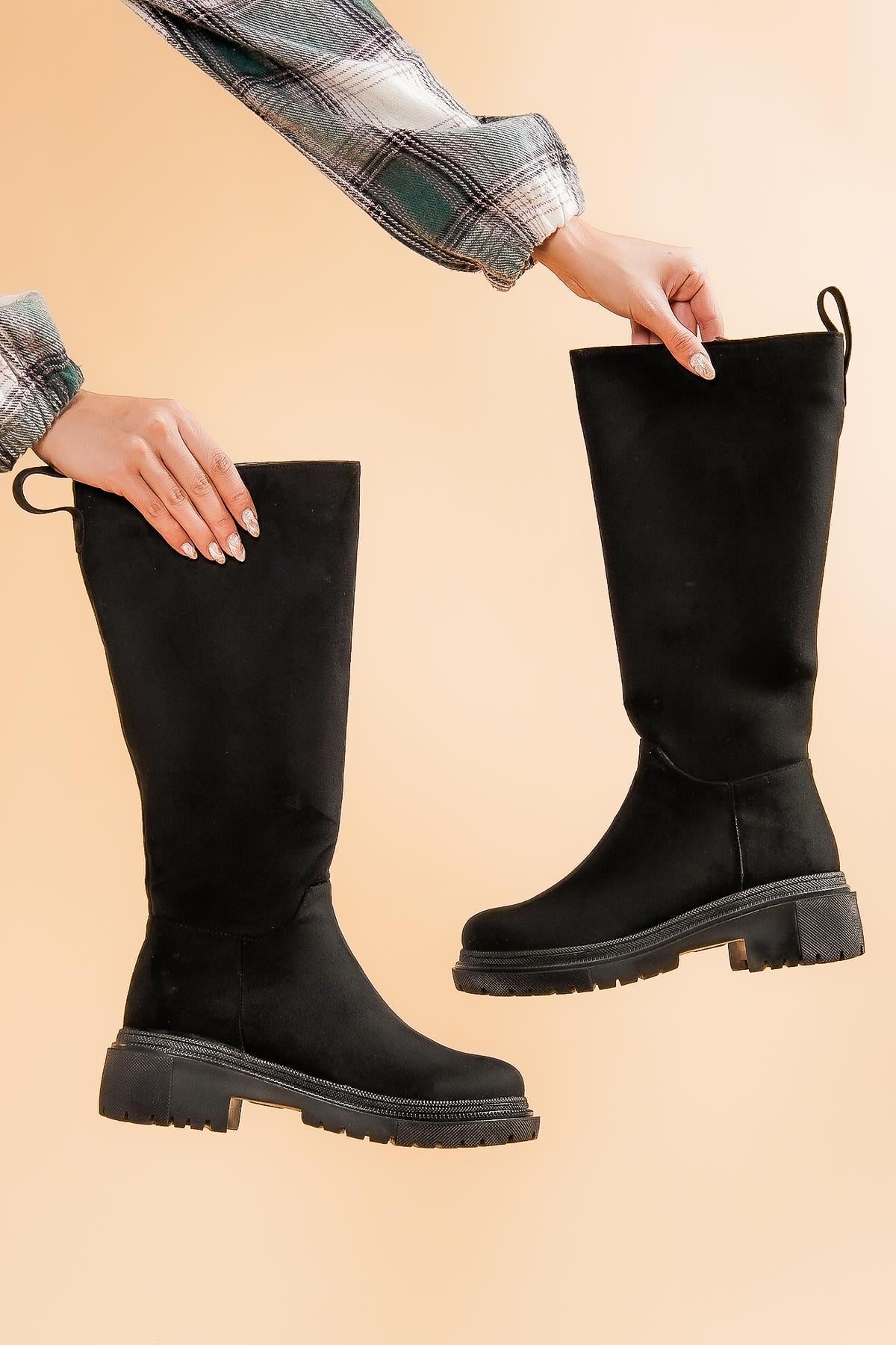 Women's low heel zipper suede boots - STREETMODE™