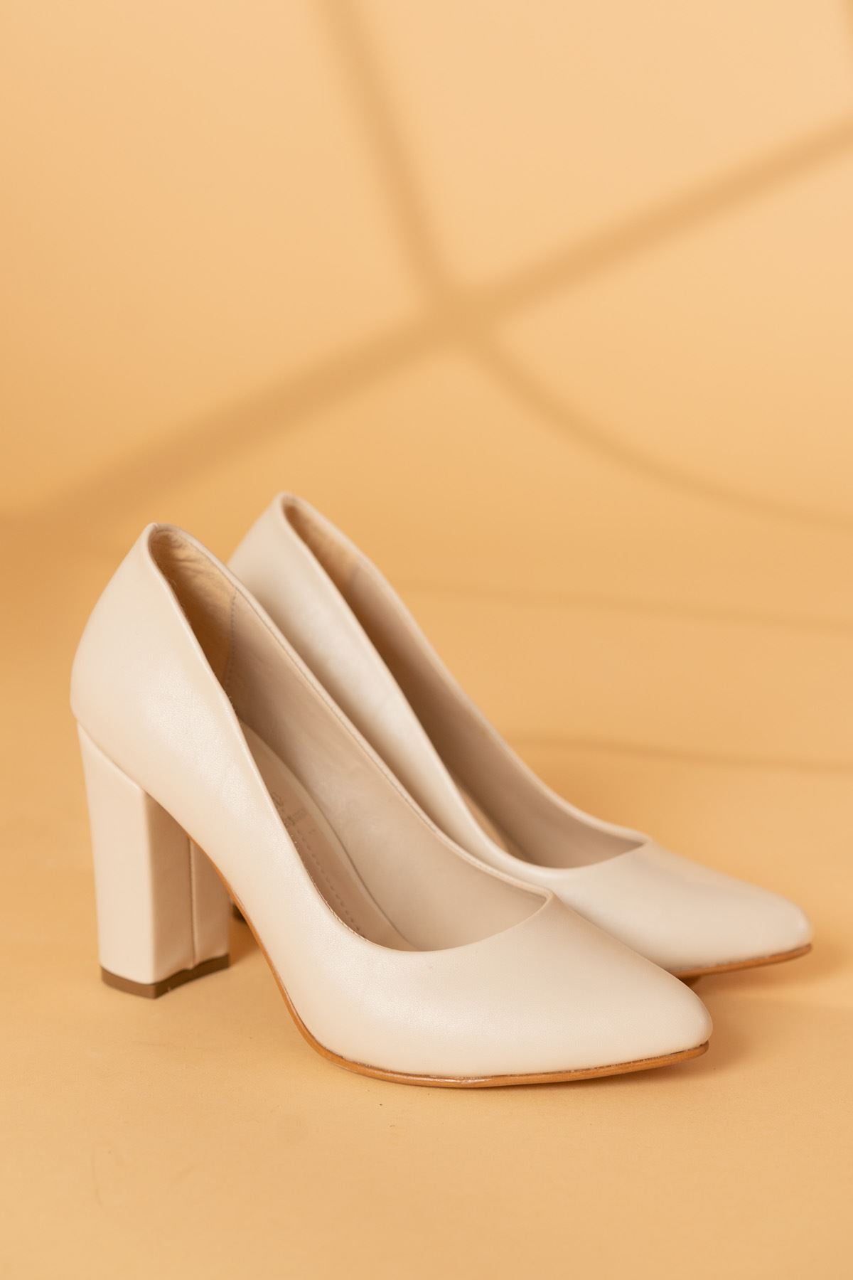 Women's Marry Cream Skin Heels Shoes - STREETMODE™
