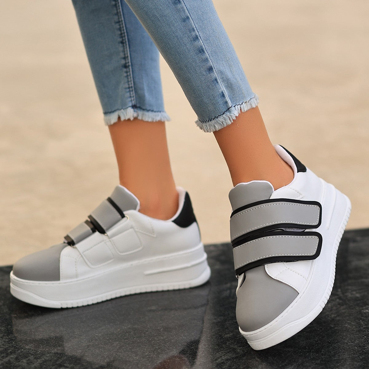 Women's Marx White Skin Gray Detailed Sneakers Shoes - STREETMODE™