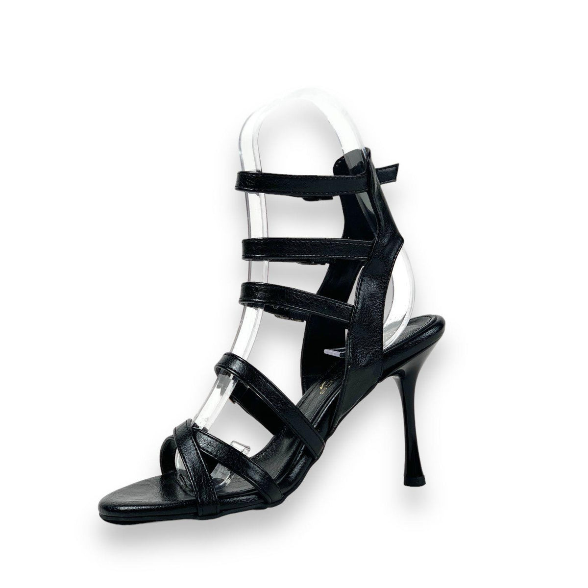 Women's Merya Black High Thin Heel Gladiator Heels Shoes 10 CM Heel - STREETMODE™
