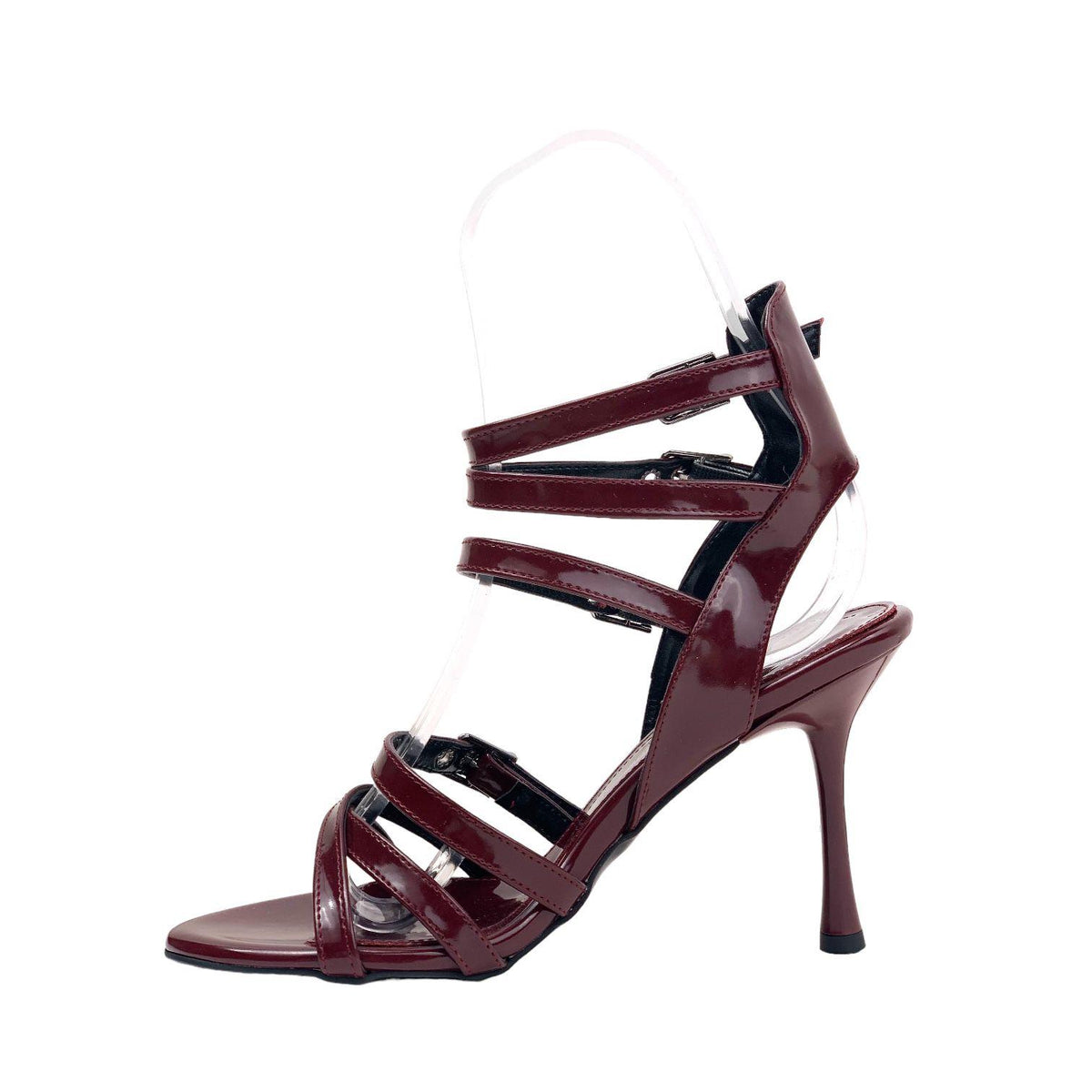 Women's Merya Burgundy High Thin Heel Gladiator Heels Shoes 10 CM - STREETMODE™