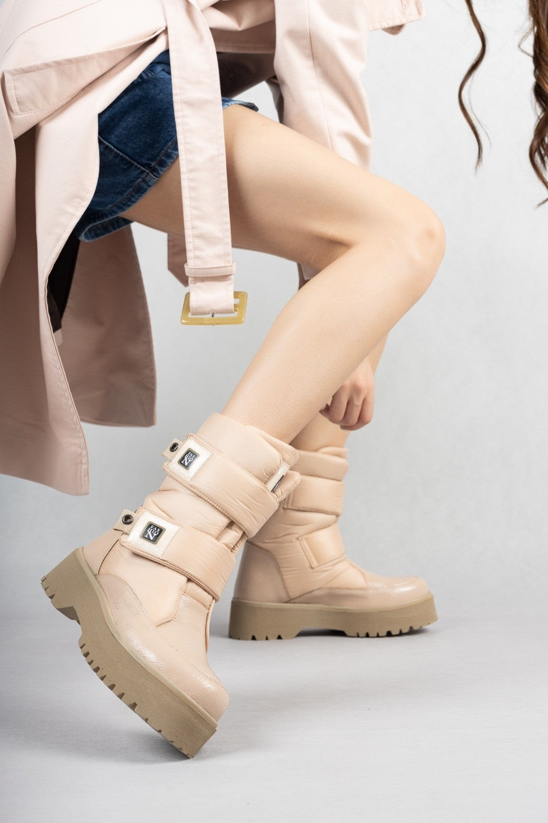 Women's Miah Nude Patent Leather Snow Boots - STREETMODE™