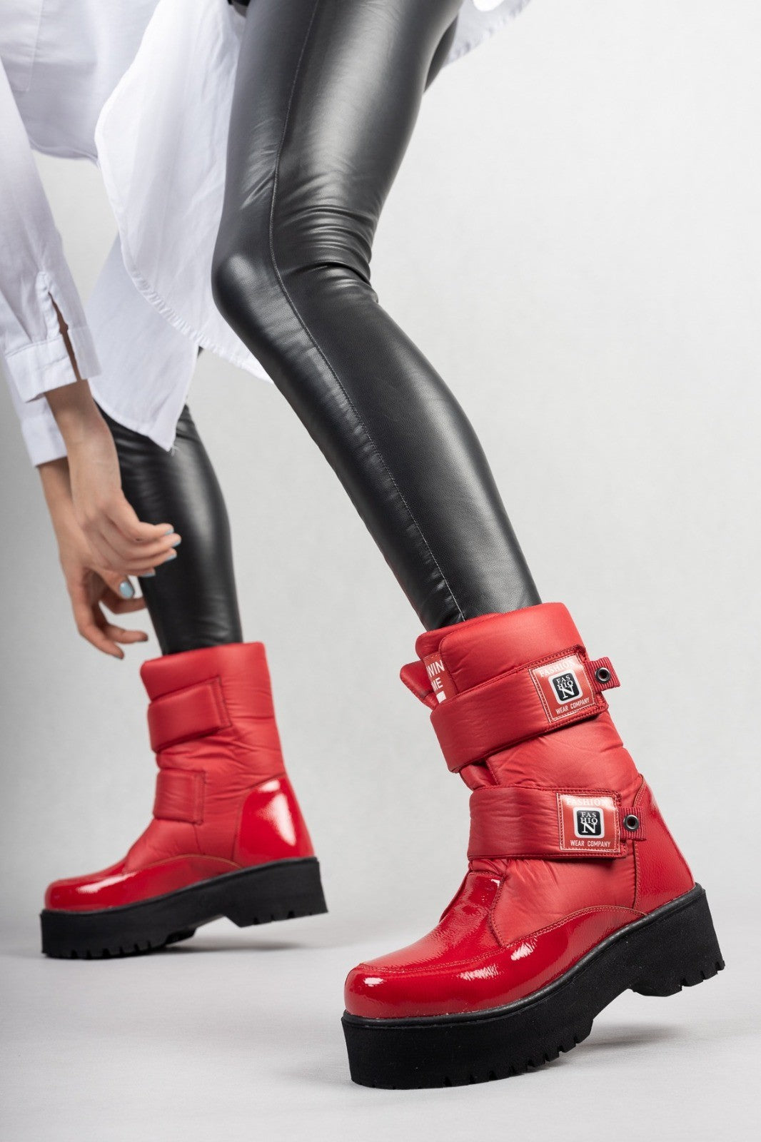 Women's Miah Red Patent Leather Snow Boots - STREETMODE™