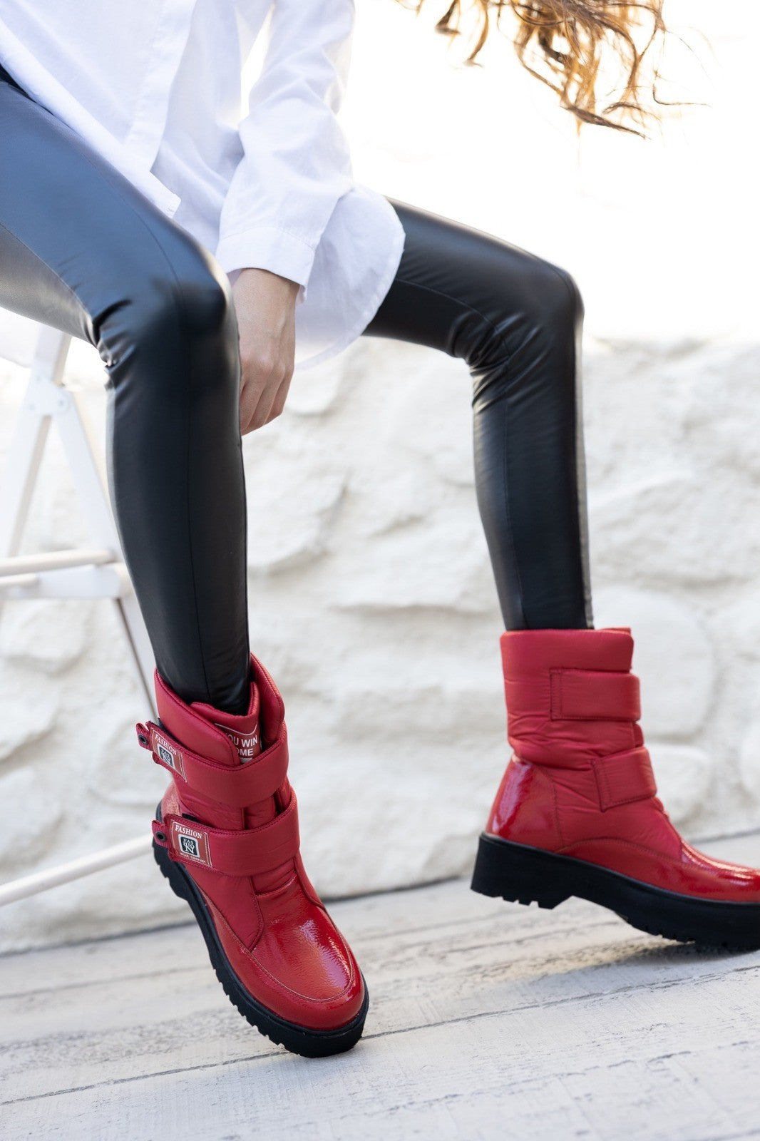 Women's Miah Red Patent Leather Snow Boots - STREETMODE™