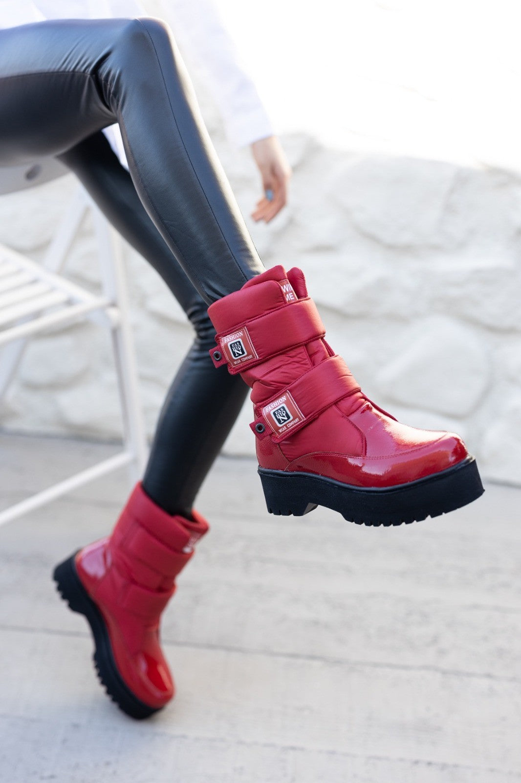 Women's Miah Red Patent Leather Snow Boots - STREETMODE™