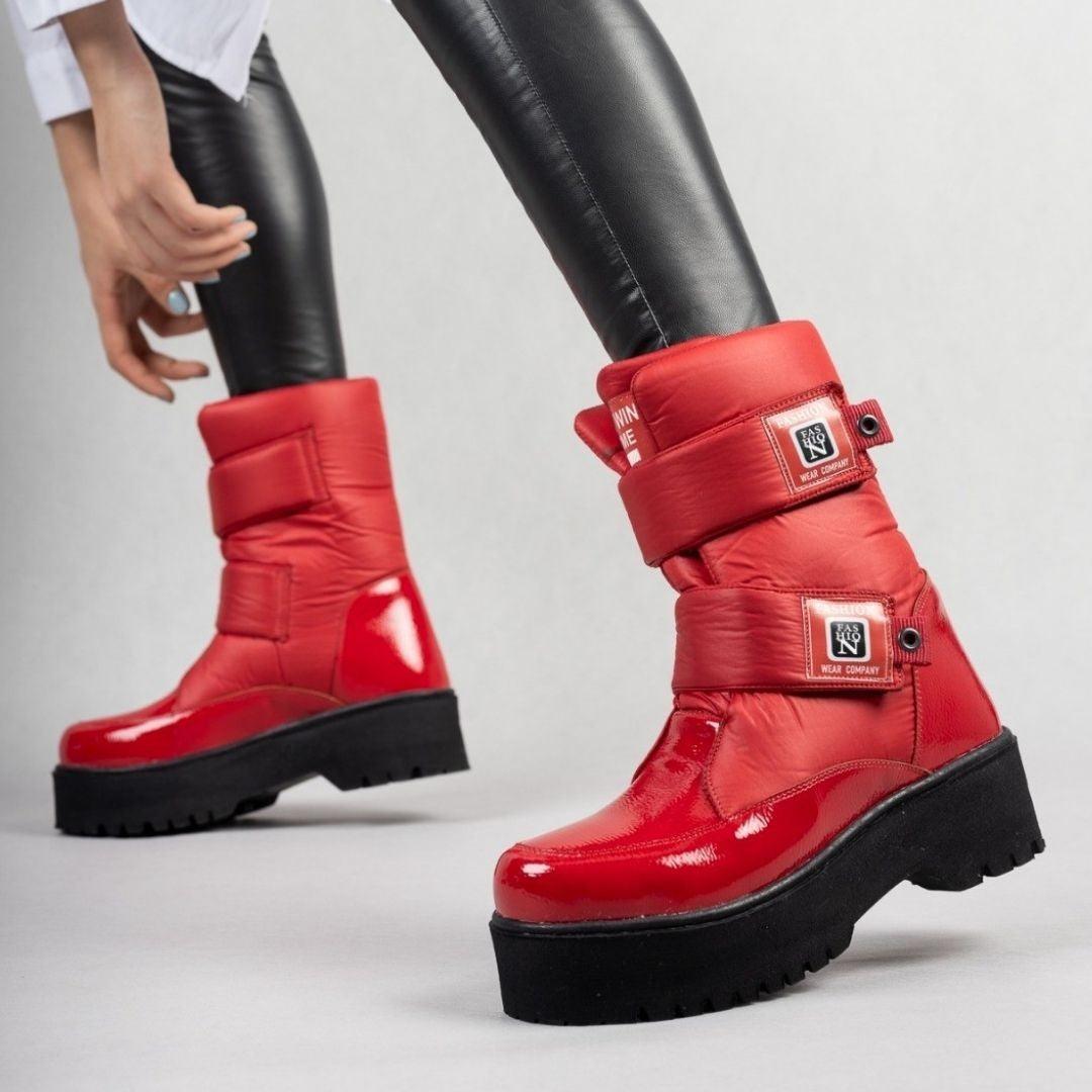 Women's Miah Red Patent Leather Snow Boots - STREETMODE™