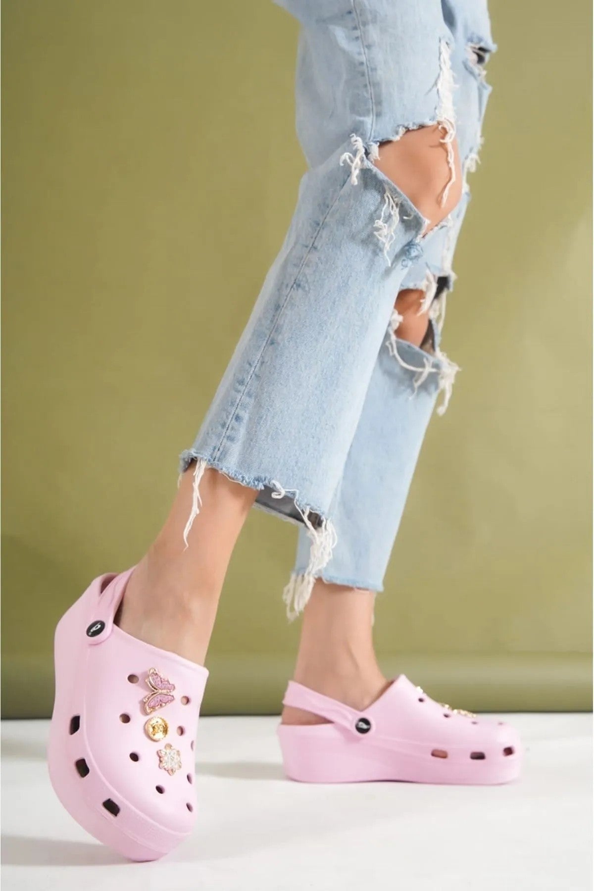 Women's Mima Pink Wedge Heel Slippers - STREETMODE™