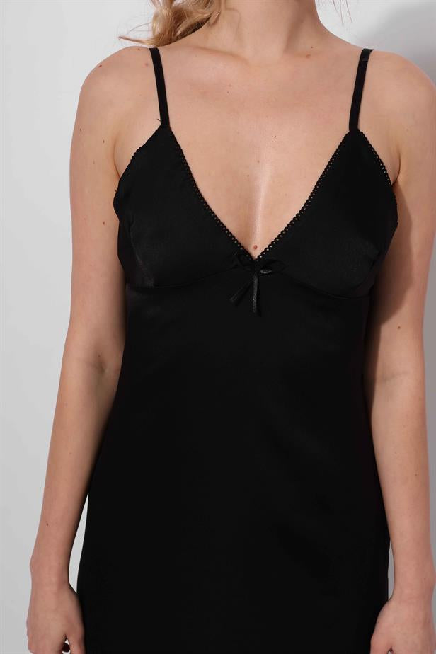 Women's Mini Ribbon Detailed Dress Black - STREETMODE™