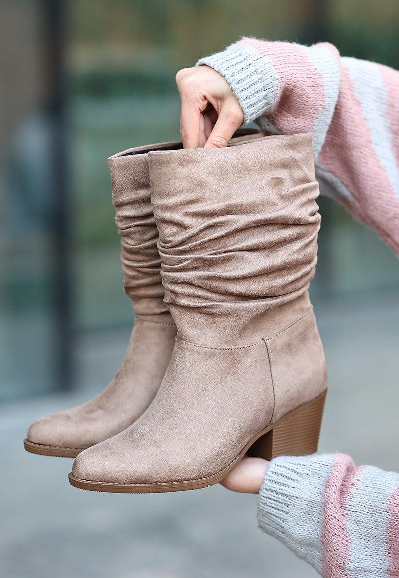 Women's Mink Suede Heeled Boots - STREETMODE™