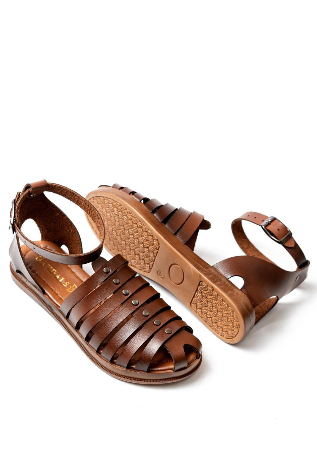 Women's Motali Brown Leather Sandals - STREETMODE™