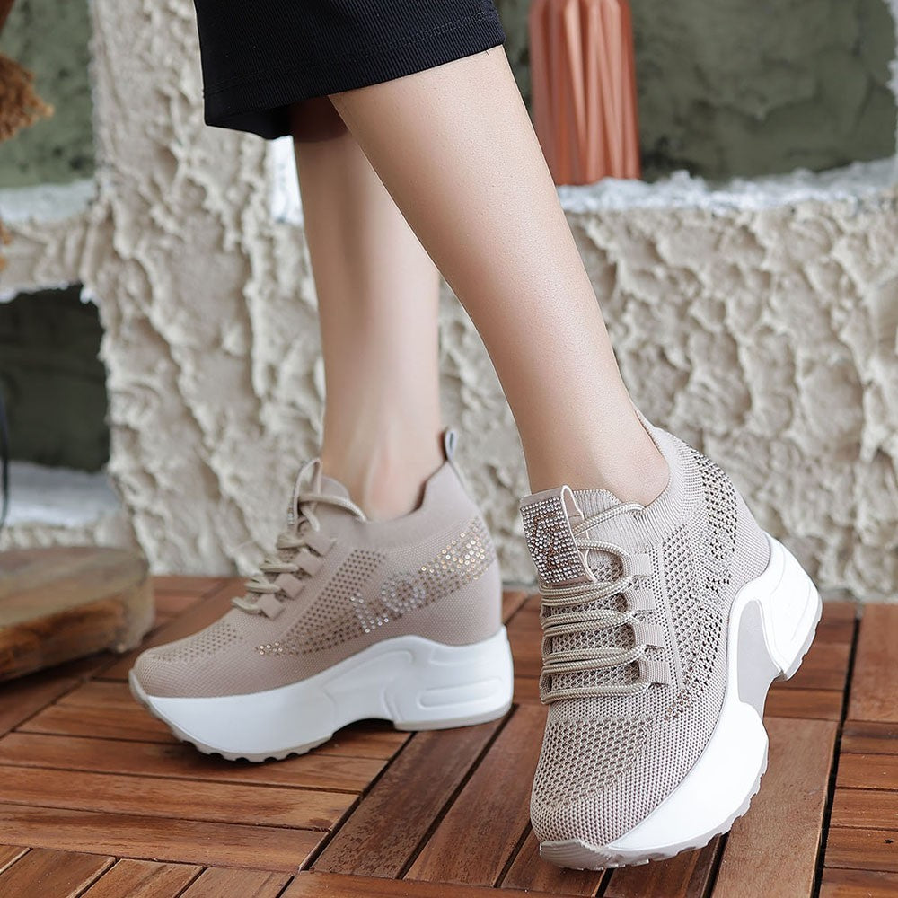 Women's Nawte Nude Knitwear Lace-Up Sports Shoes - STREETMODE™