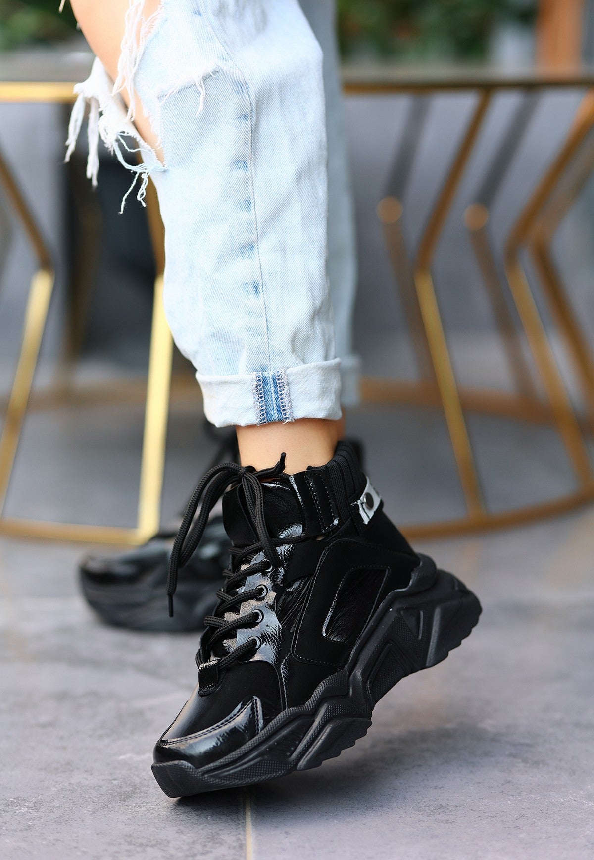 Women's Nolli Black Leather Laced Boots - STREETMODE™