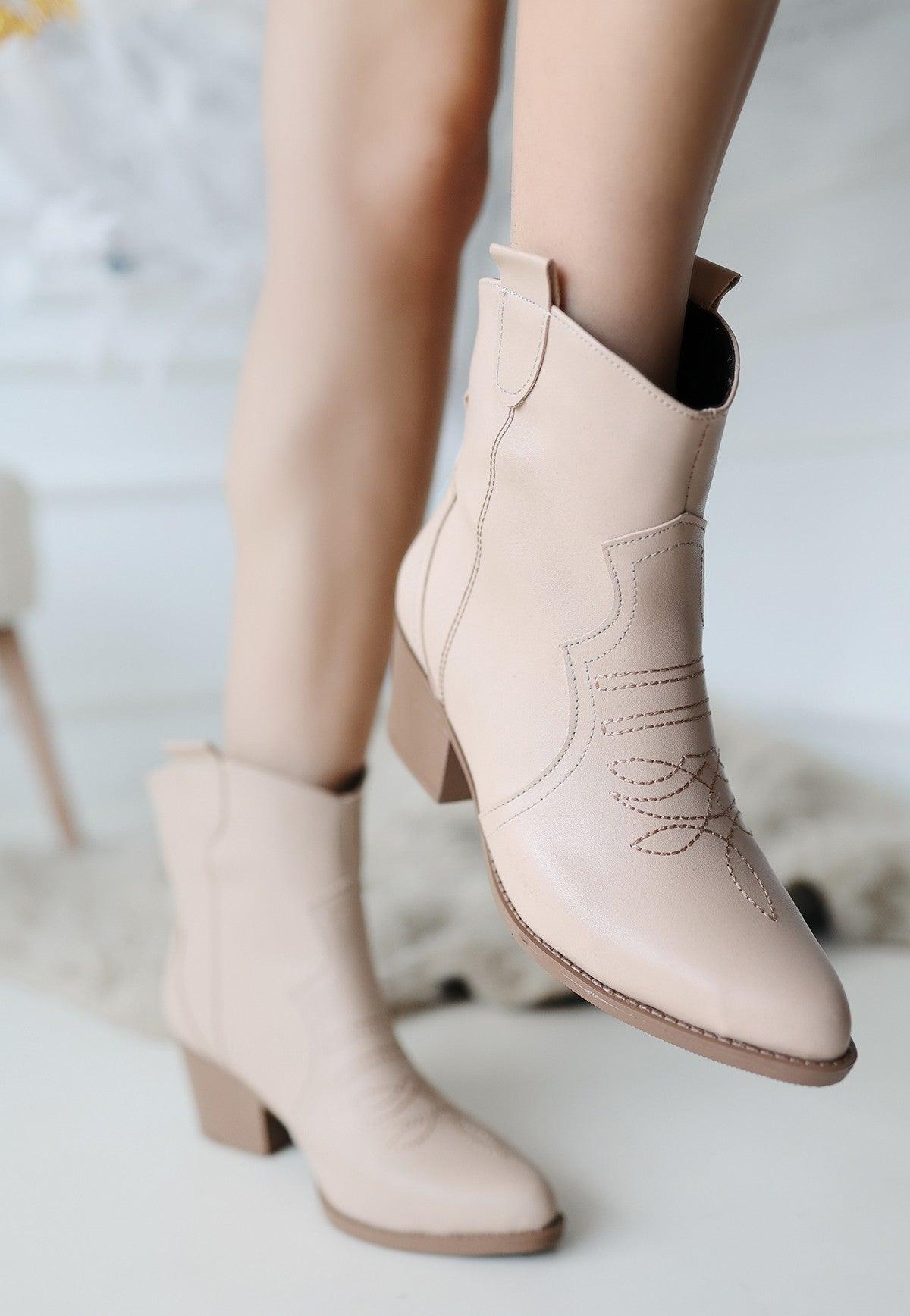 Women's Nude Skin Heeled Boots - STREETMODE™