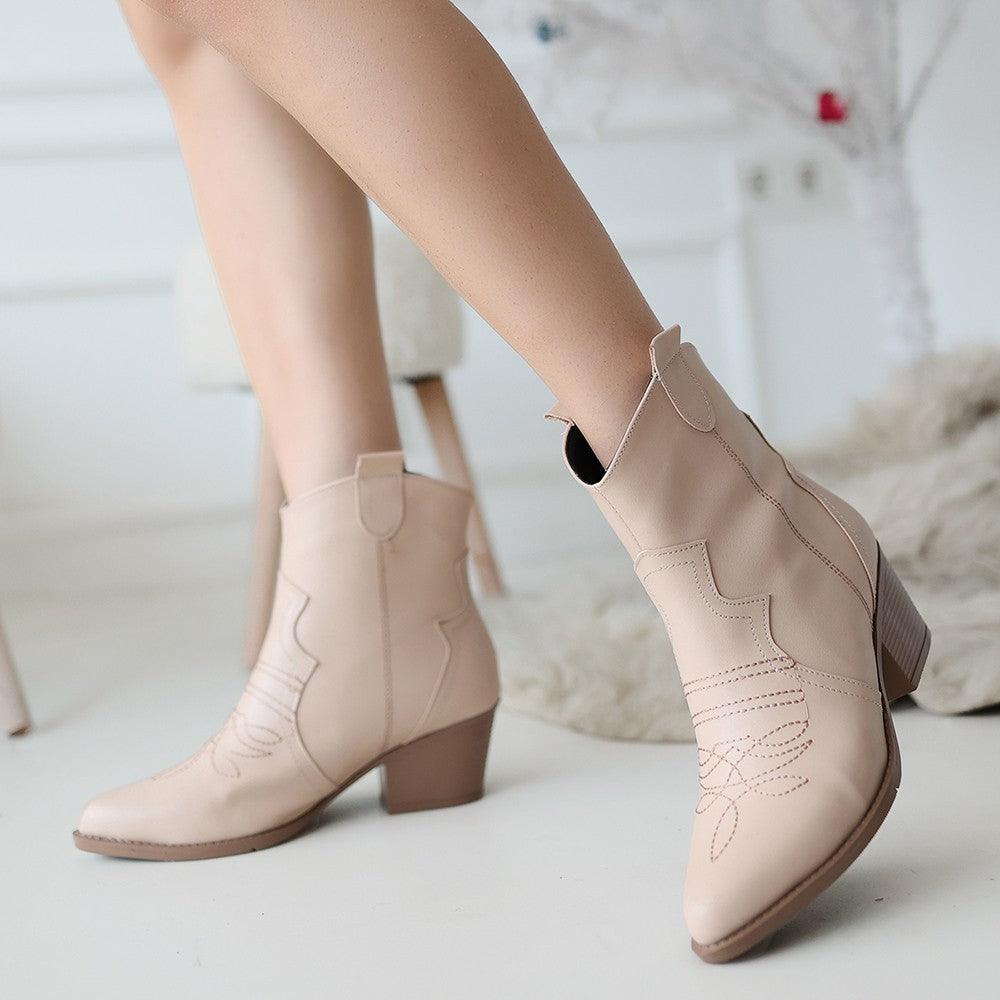 Women's Nude Skin Heeled Boots - STREETMODE™