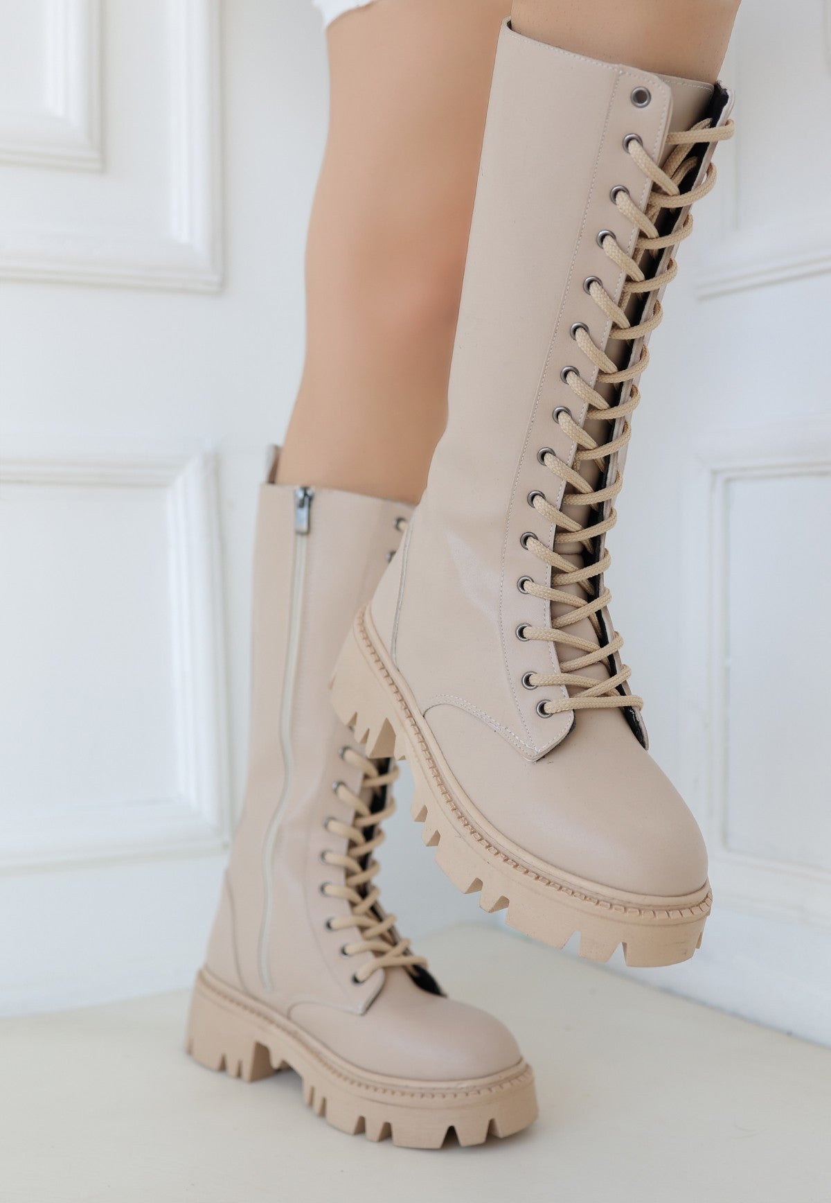 Women's Nude Skin Lace Up Boots - STREETMODE™