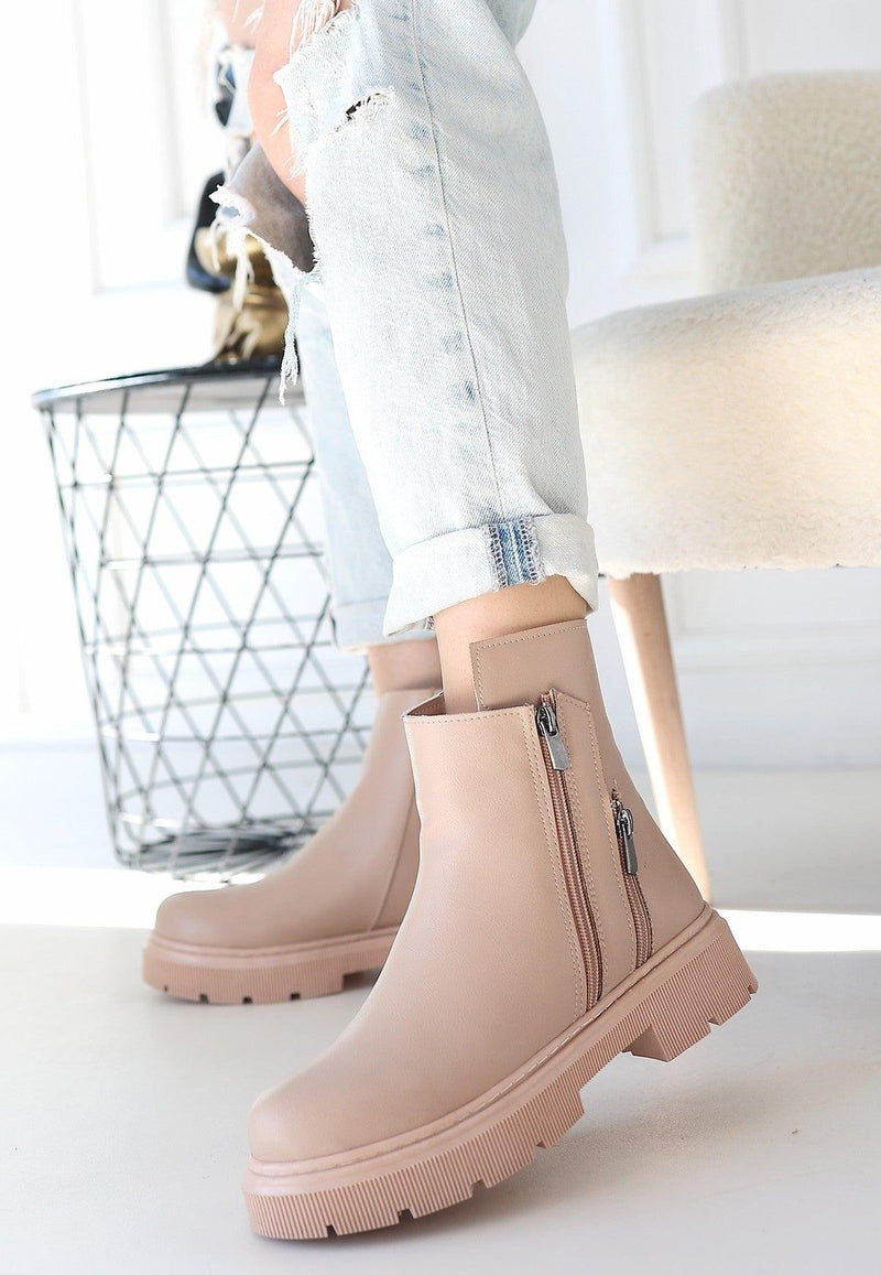 Women's Nude Skin Zipper Accessory Boots - STREETMODE™