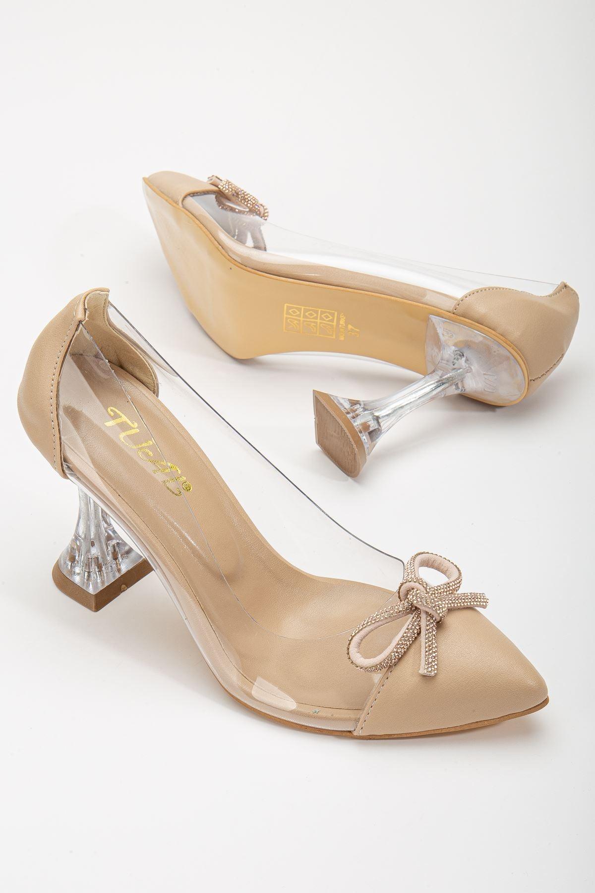 Women's Nude Stiletto Stone Skin Transparent Heeled Shoes - STREETMODE™