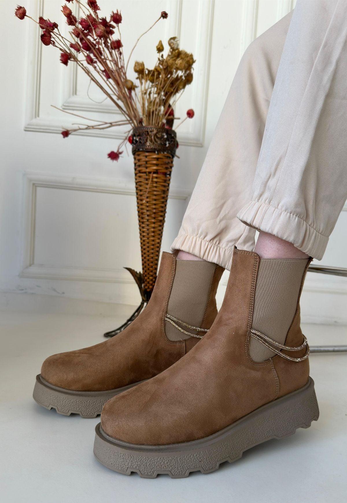 Women's Nude Suede Boots - STREETMODE™