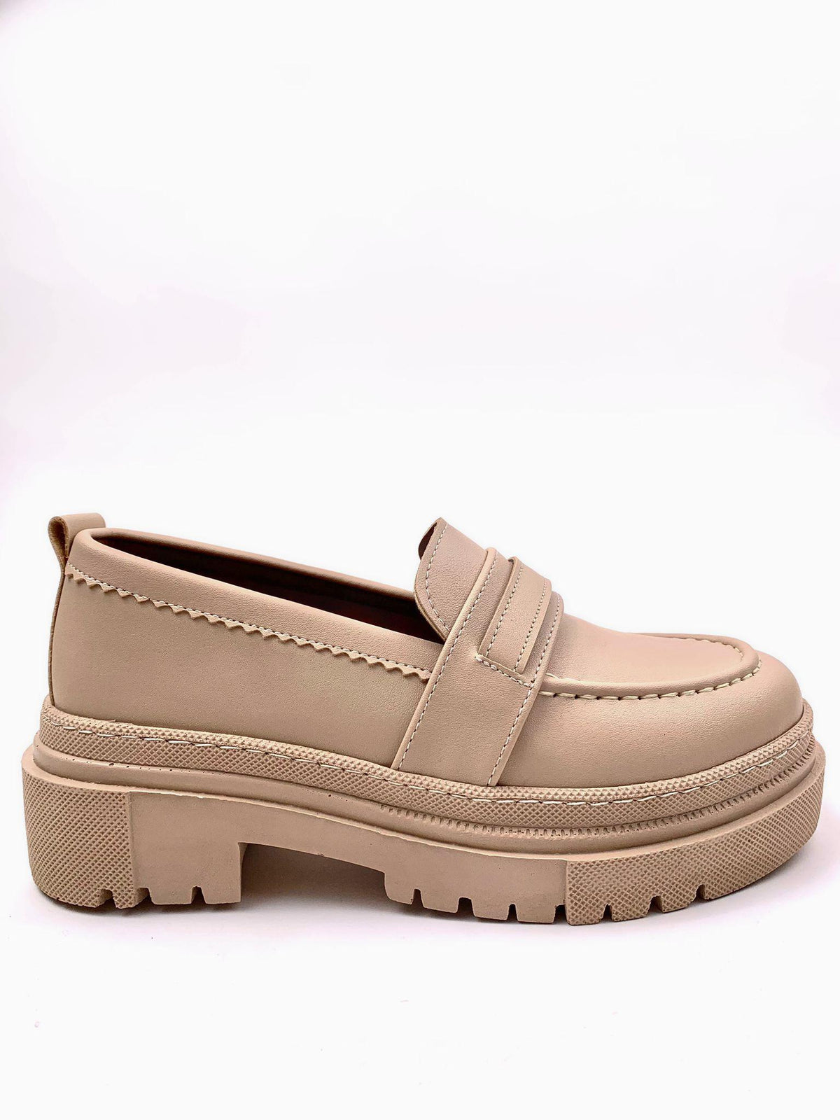 Women's Nut Poxy Skin Poly Orthopedic Comfort Sole Oxford Moccasin High Sole Shoes - STREETMODE™