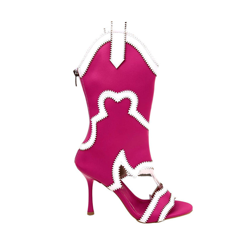 Women's Okla Fuchsia Thin Heel Summer Cowboy Boots Shoes 10 cm - STREETMODE™