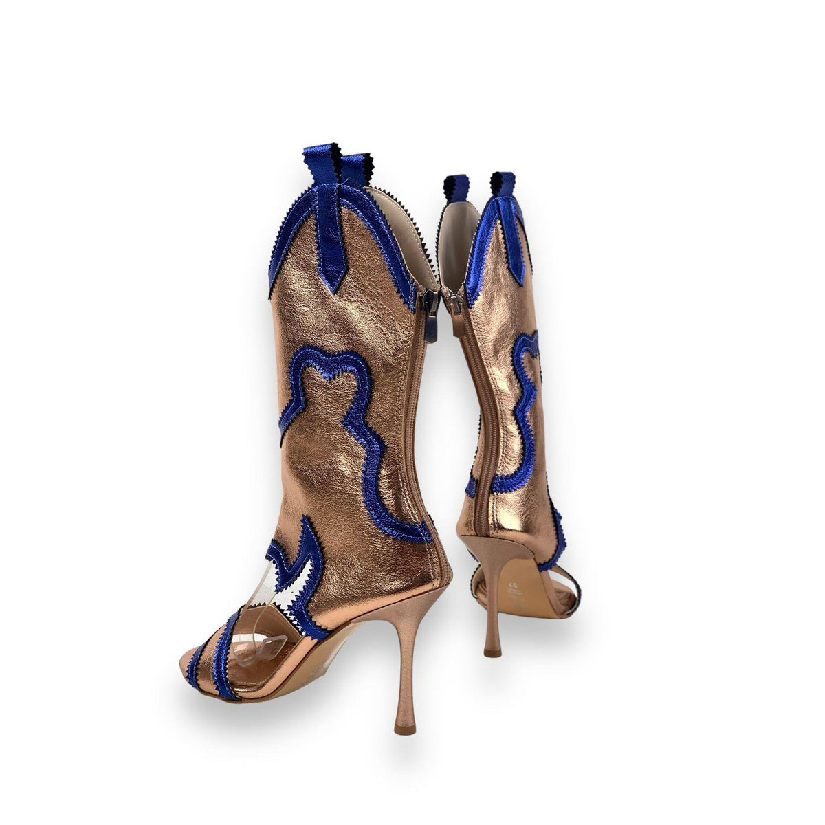 Women's Okla Gold Thin Heel Summer Cowboy Boots Shoes 10 cm - STREETMODE™