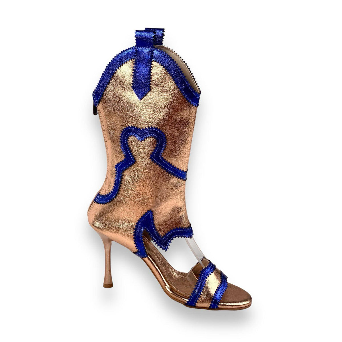 Women's Okla Gold Thin Heel Summer Cowboy Boots Shoes 10 cm - STREETMODE™
