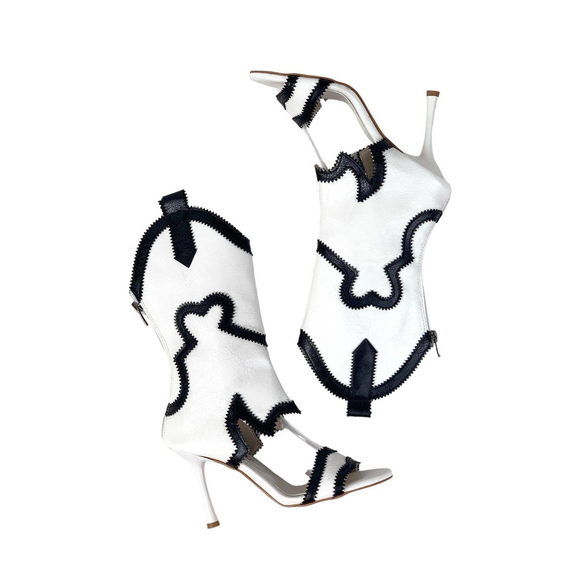 Women's Okla White Thin Heel Summer Cowboy Boots Shoes 10 cm - STREETMODE™