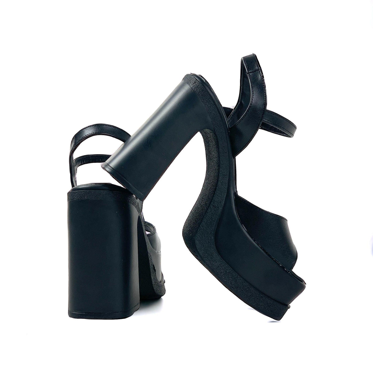 Women's Oklam Black Single Band Geliklink Shoes Sandals 15 Cm Heel - STREETMODE™