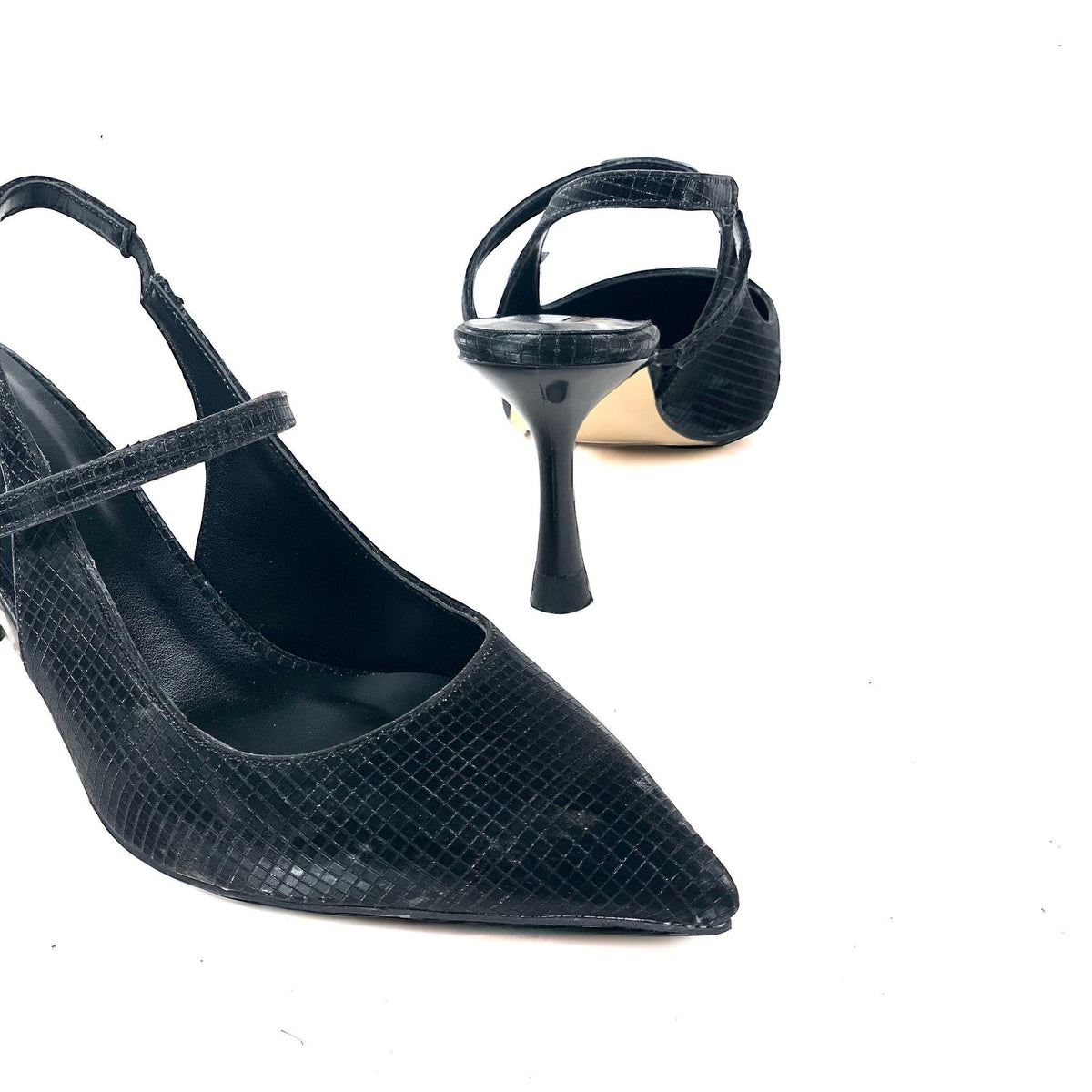 Women's Olvan Black Sedef Thin Heel Shoes Sandals 7 Cm Heel - STREETMODE™