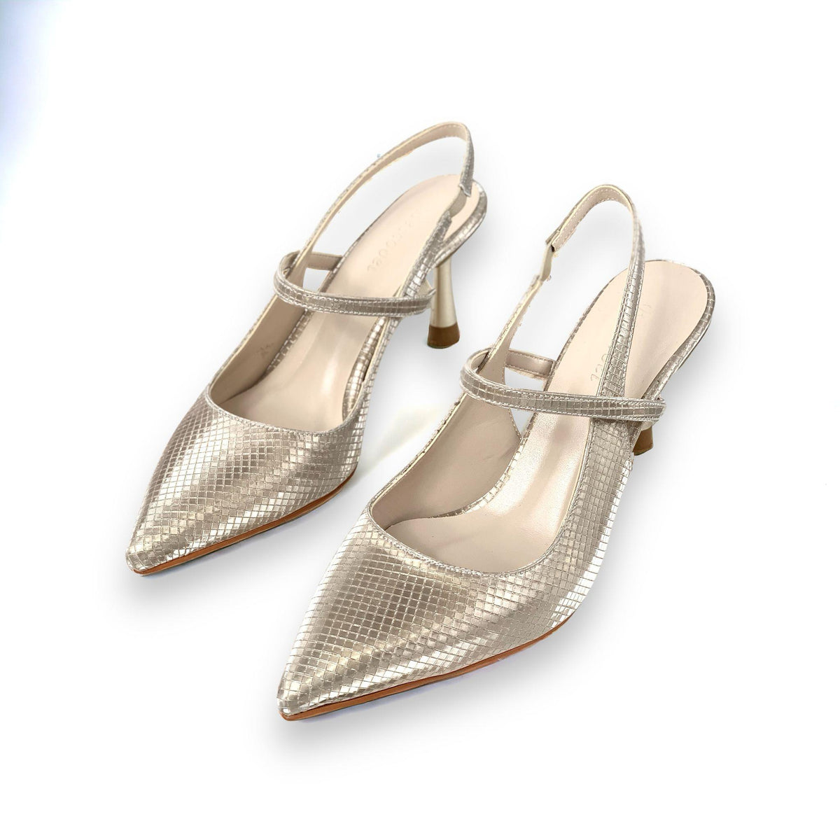 Women's Olvan Gold Pearl Thin Heel Shoes Sandals 7 Cm Heel - STREETMODE™