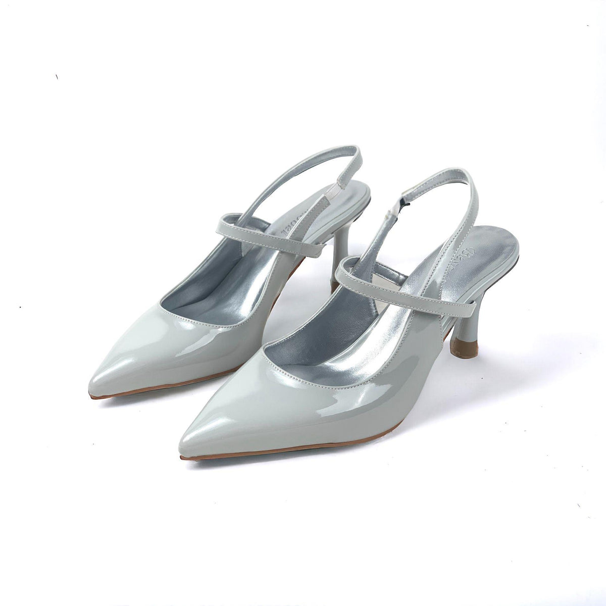 Women's Olvan Silver Patent Leather Thin Heel Shoes Sandals 7 Cm Heel - STREETMODE™